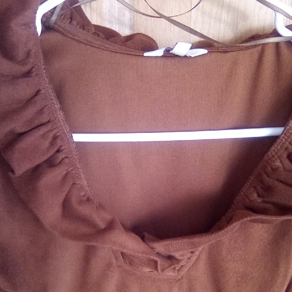 crown & ivy Chocolate Ruffle Blouse